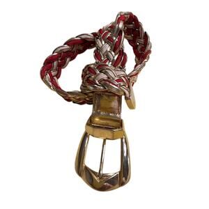 80's/90's JR Gold/Red Braided Ladies Belt, M/L